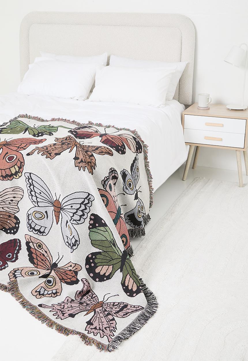 Sixth Floor - Butterfly cotton jacquard throw - multi