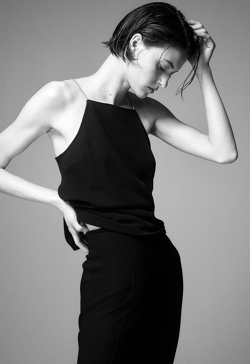 H&M - Strappy jersey top - black rhinestones