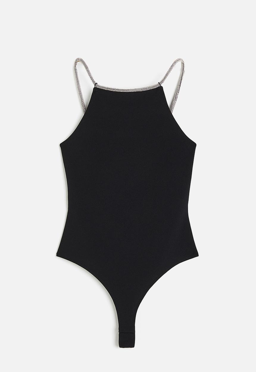 H&M - Rhinestone-strap body - black
