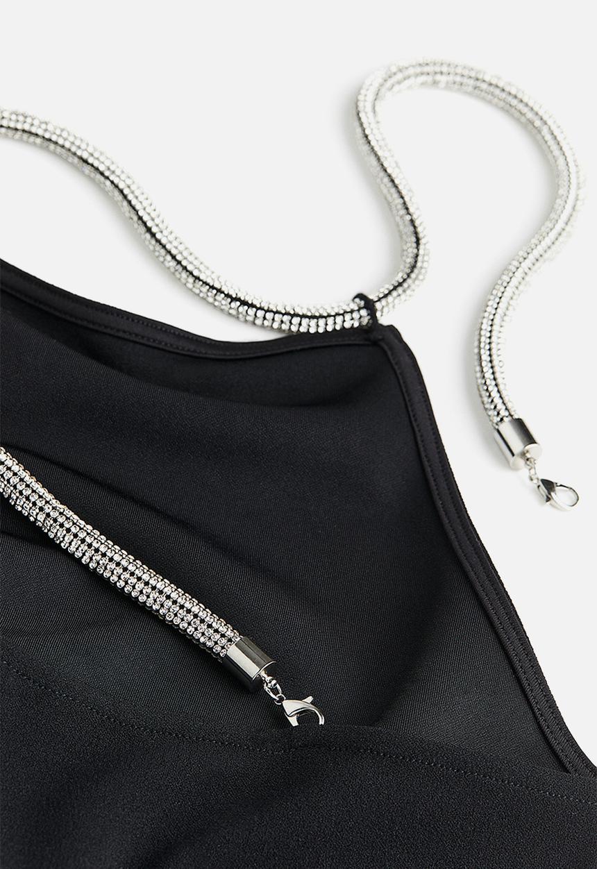 H&M - Rhinestone-strap body - black