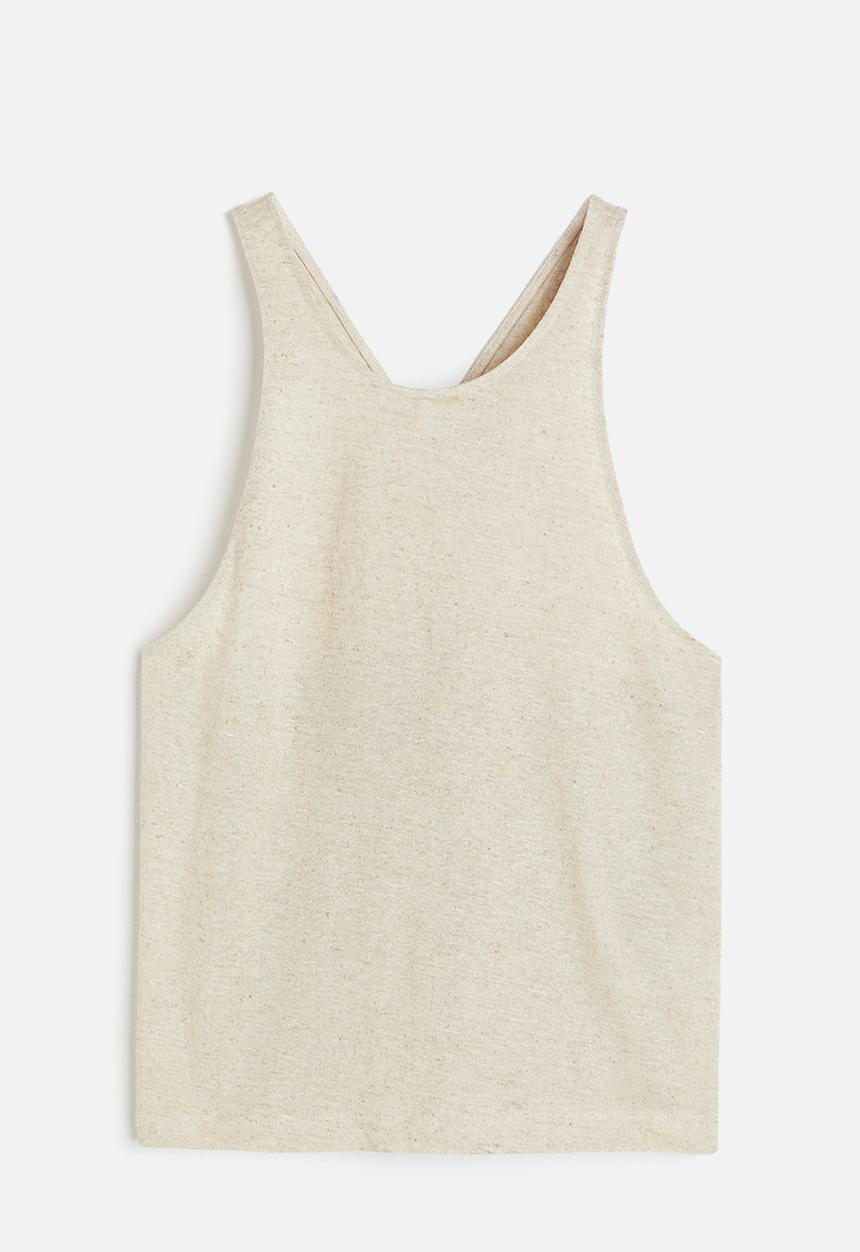 H&M - Linen-blend vest top - beige marl 