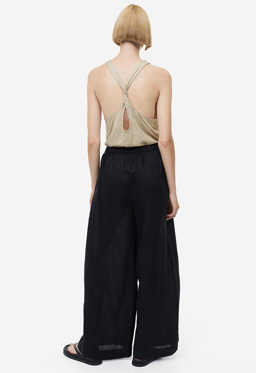 H&M - Linen-blend vest top - beige marl 