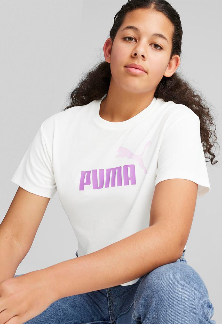 PUMA - Girls logo cropped tee - puma white print