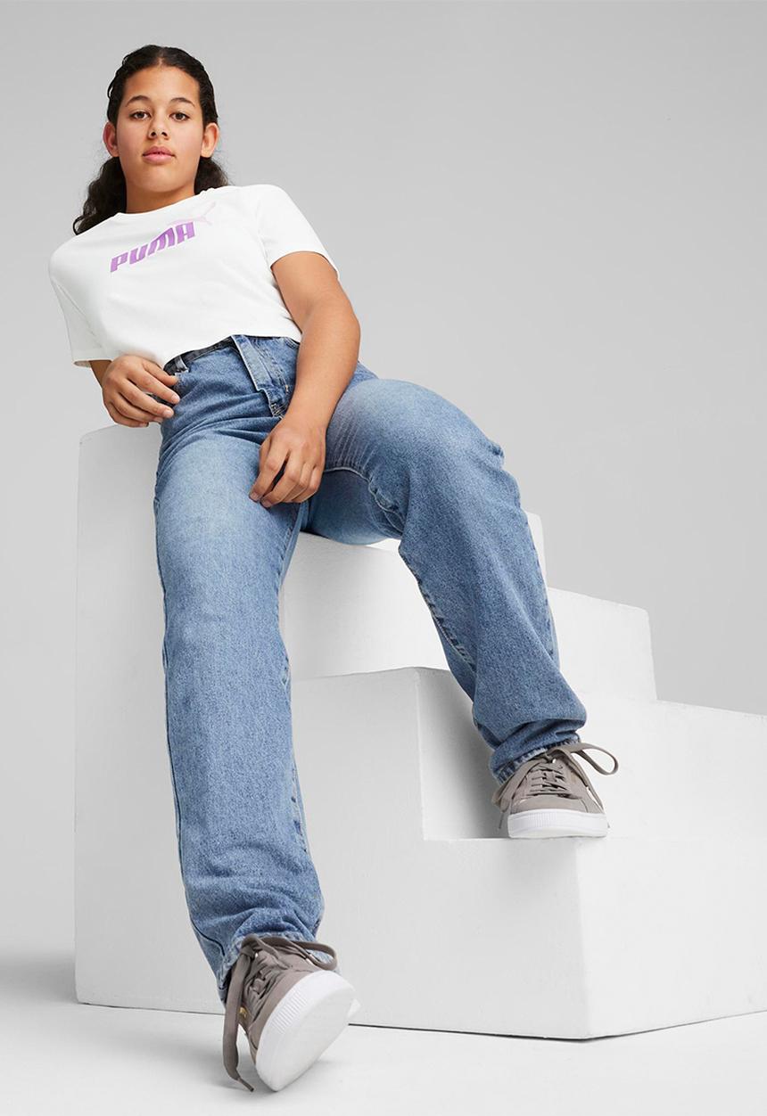 PUMA - Girls logo cropped tee - puma white print