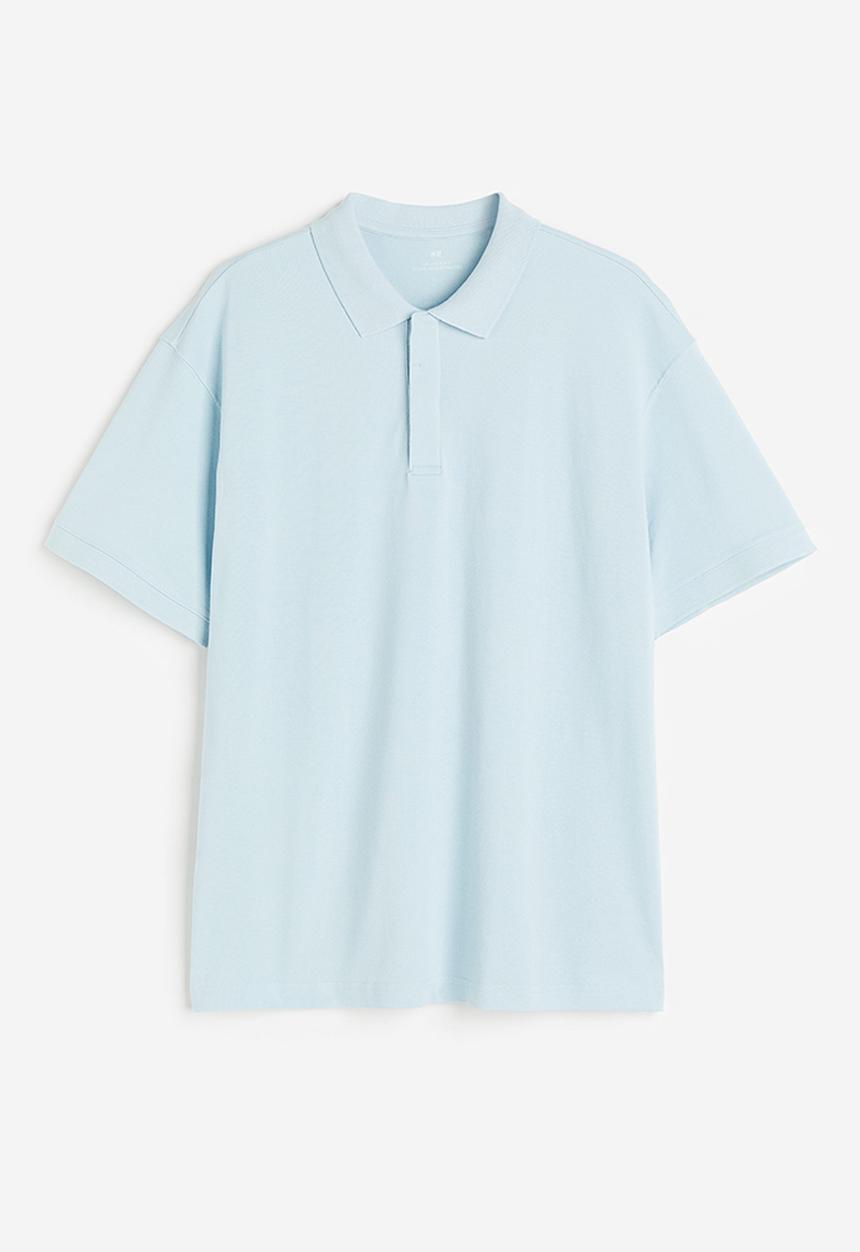 H&M - Relaxed fit piqué polo shirt - light blue