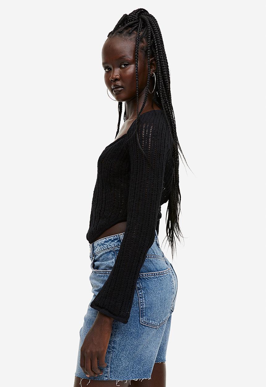 H&M - High waist bermuda shorts - light denim blue