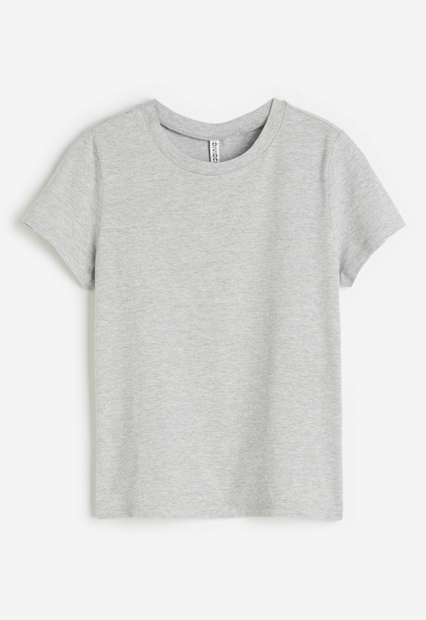H&M - Fitted T-shirt - light grey marl