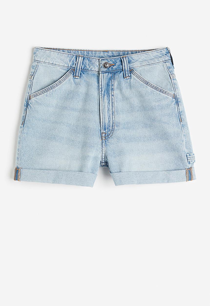 H&M - High-waisted cargo shorts - light denim blue