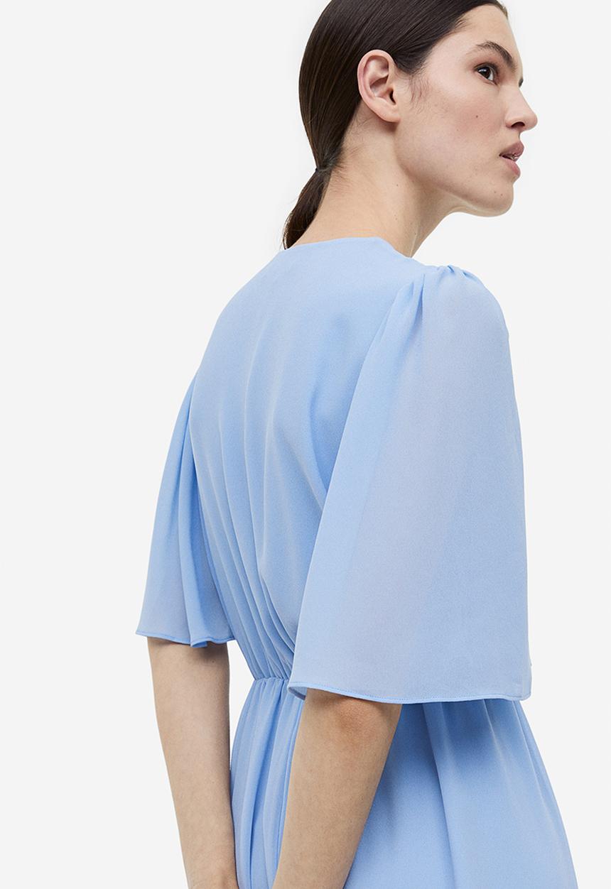 H&M - Butterfly-sleeved dress - light blue