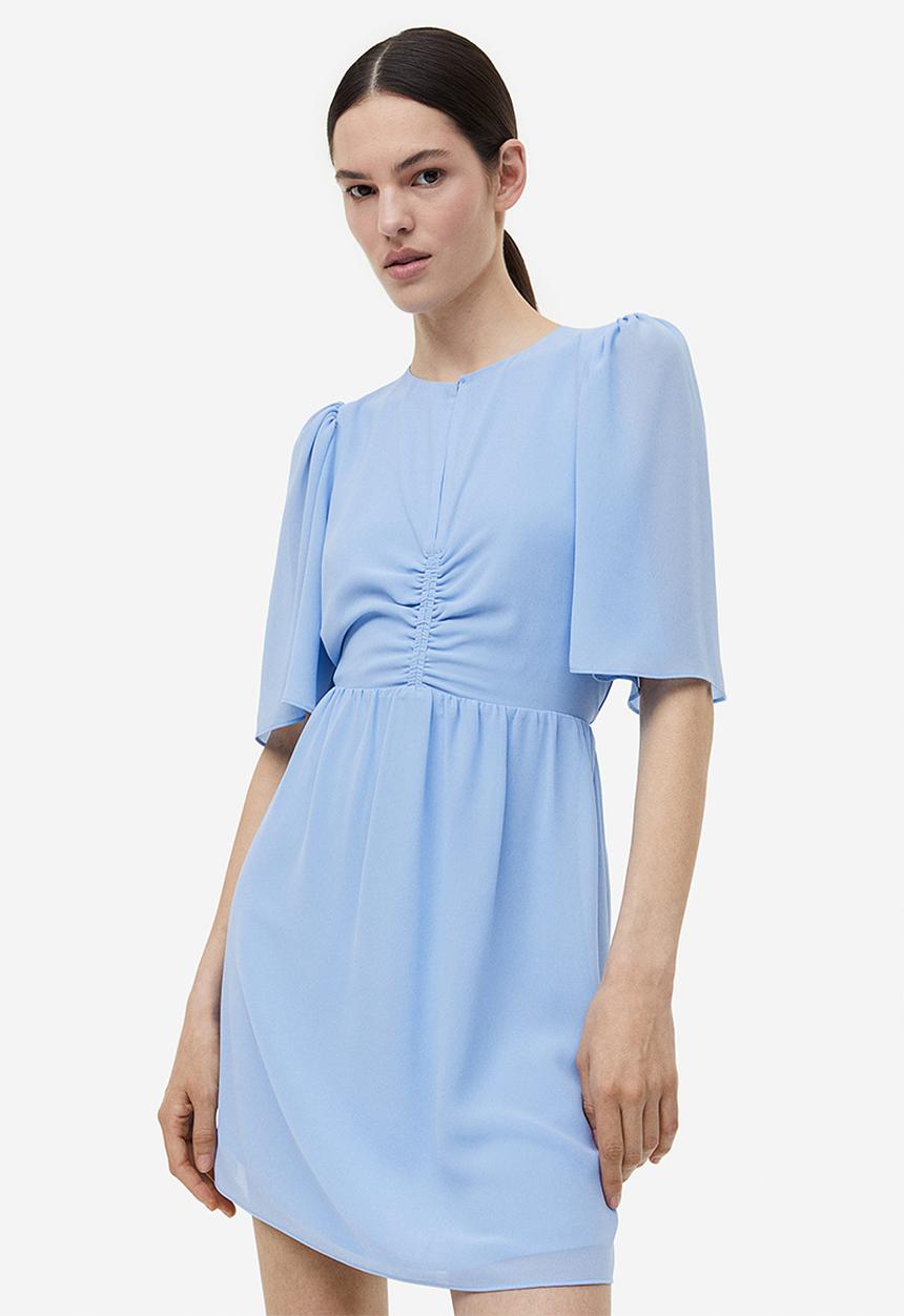 H&M - Butterfly-sleeved dress - light blue