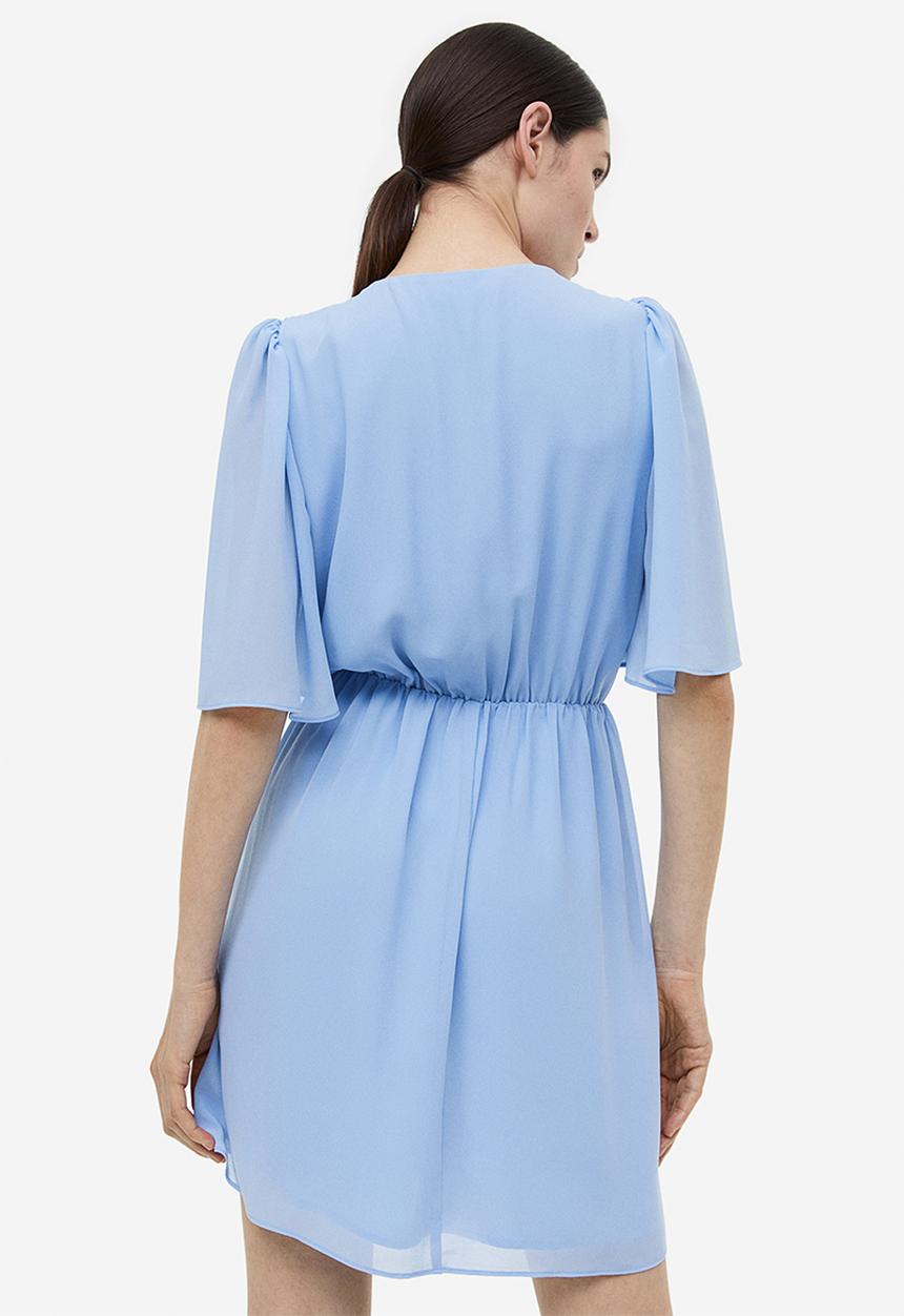 H&M - Butterfly-sleeved dress - light blue