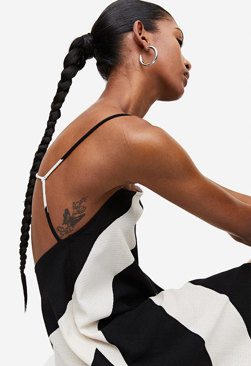 H&M - Textured strappy dress - black striped 