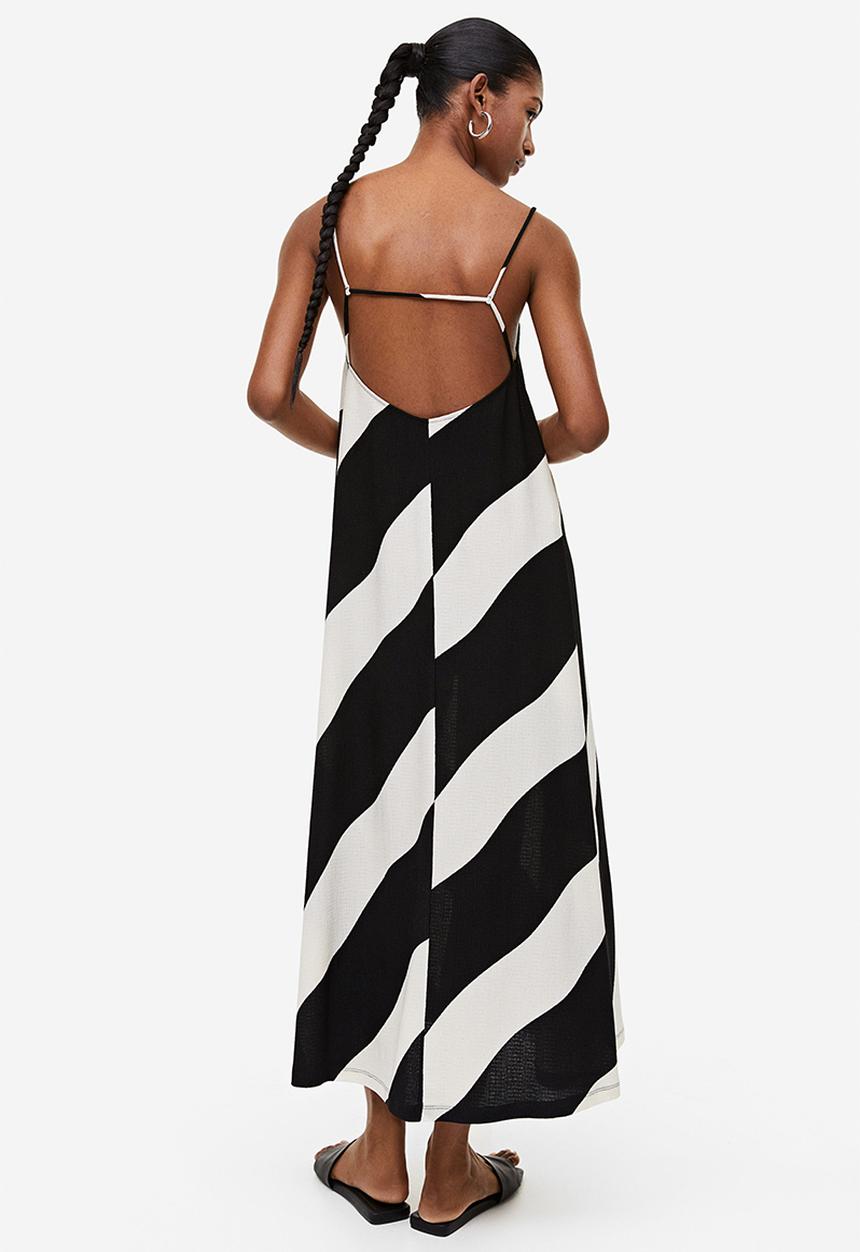 H&M - Textured strappy dress - black striped 