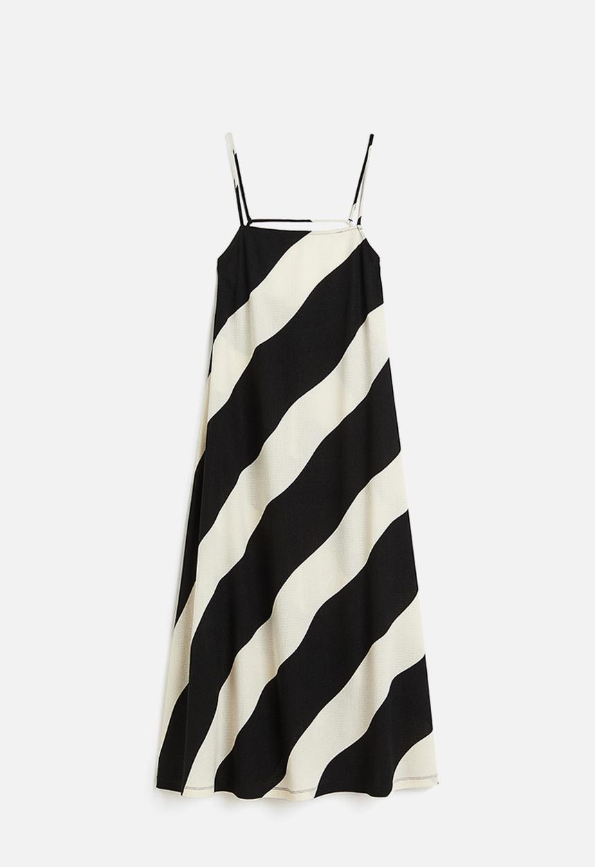 H&M - Textured strappy dress - black striped 