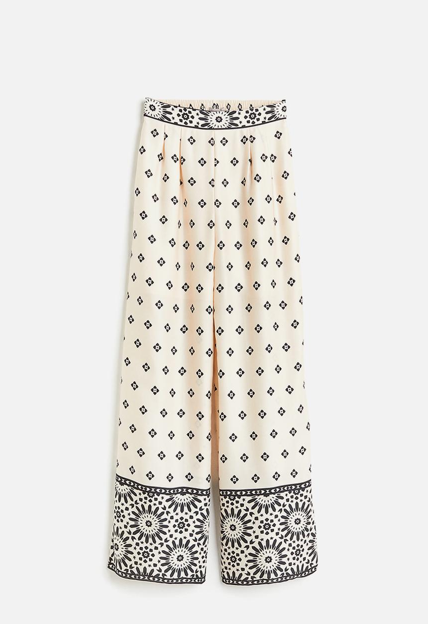 H&M - Wide trousers - cream/patterned