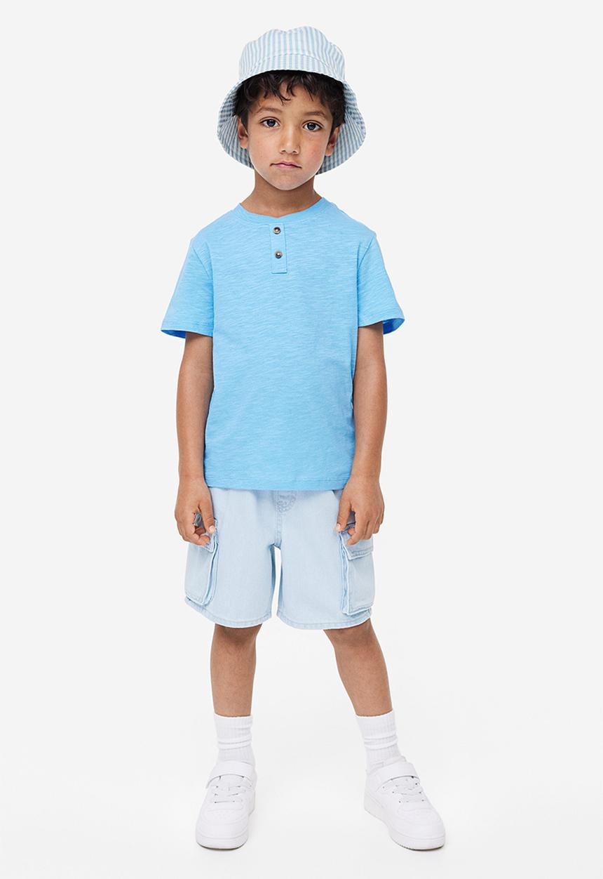 H&M - Cotton henley top - blue