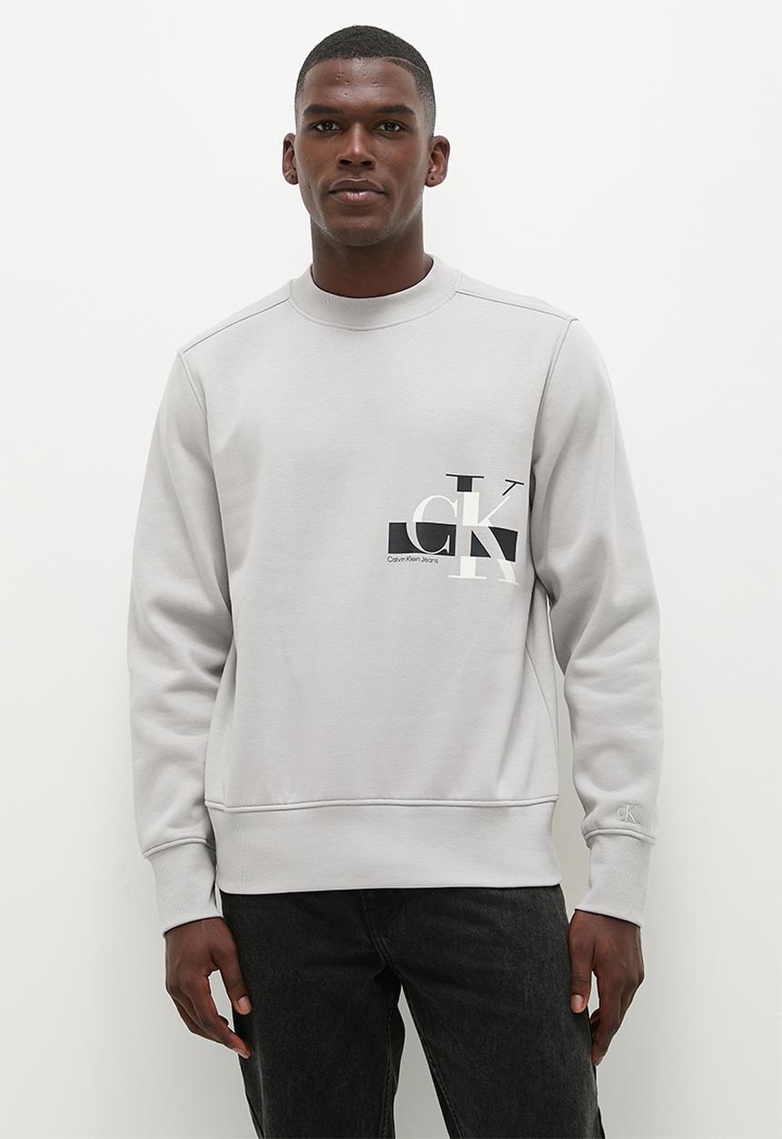 Calvin Klein - Glitched ck logo crew neck - porpoise