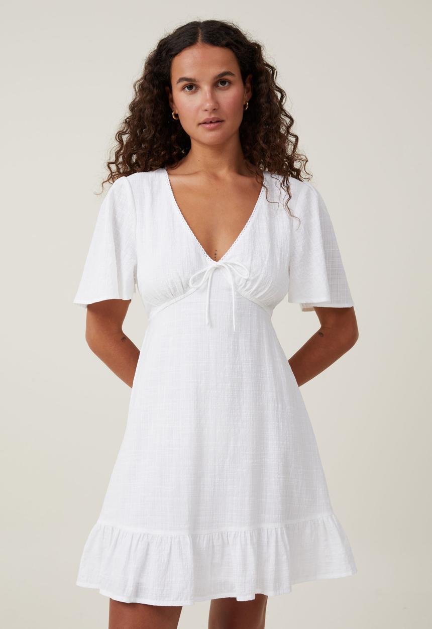 Cotton On - Solara Textured Mini Dress - White