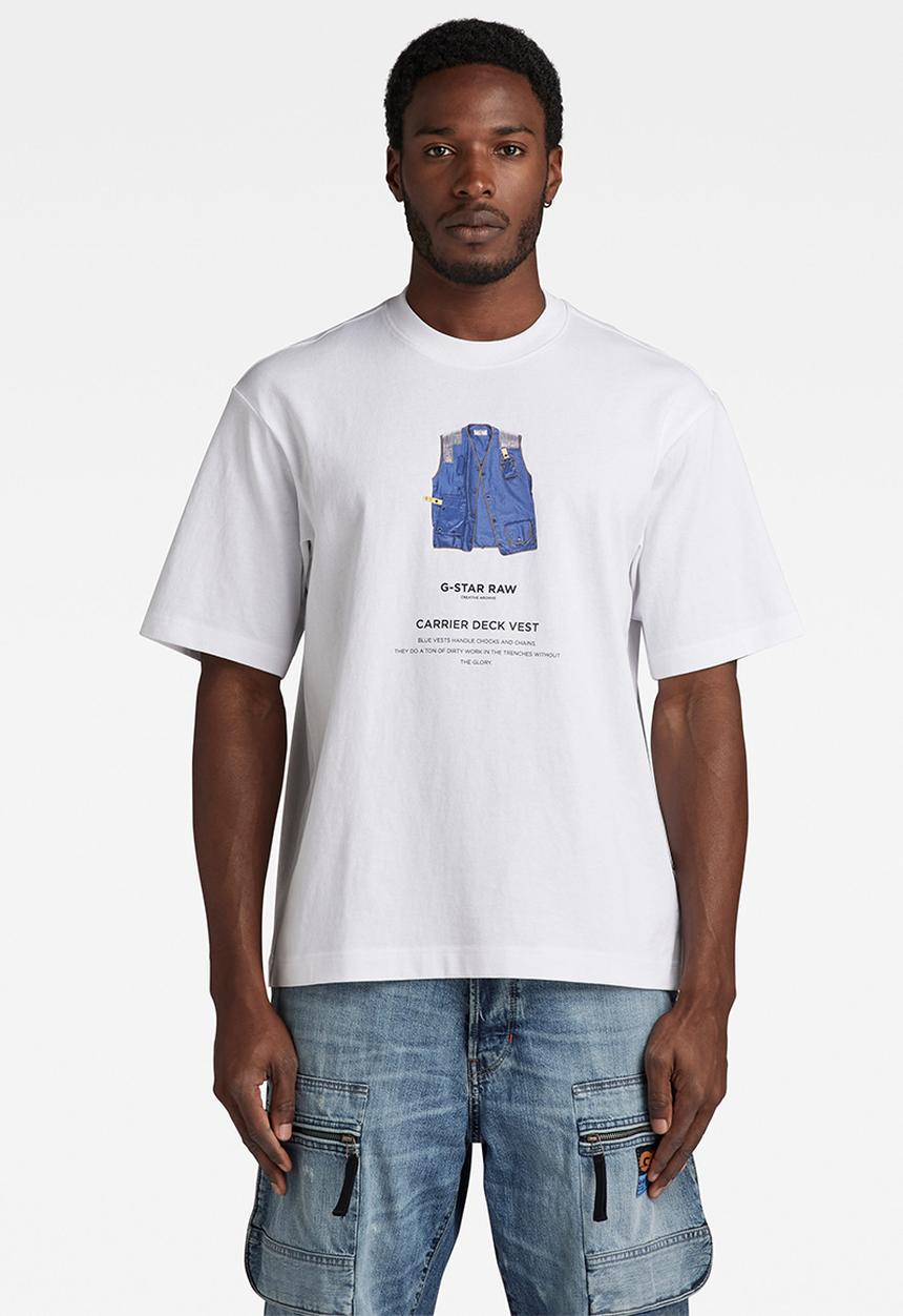 G-STAR - Archive print boxy r t Dry jersey o  - white carrier deck vest