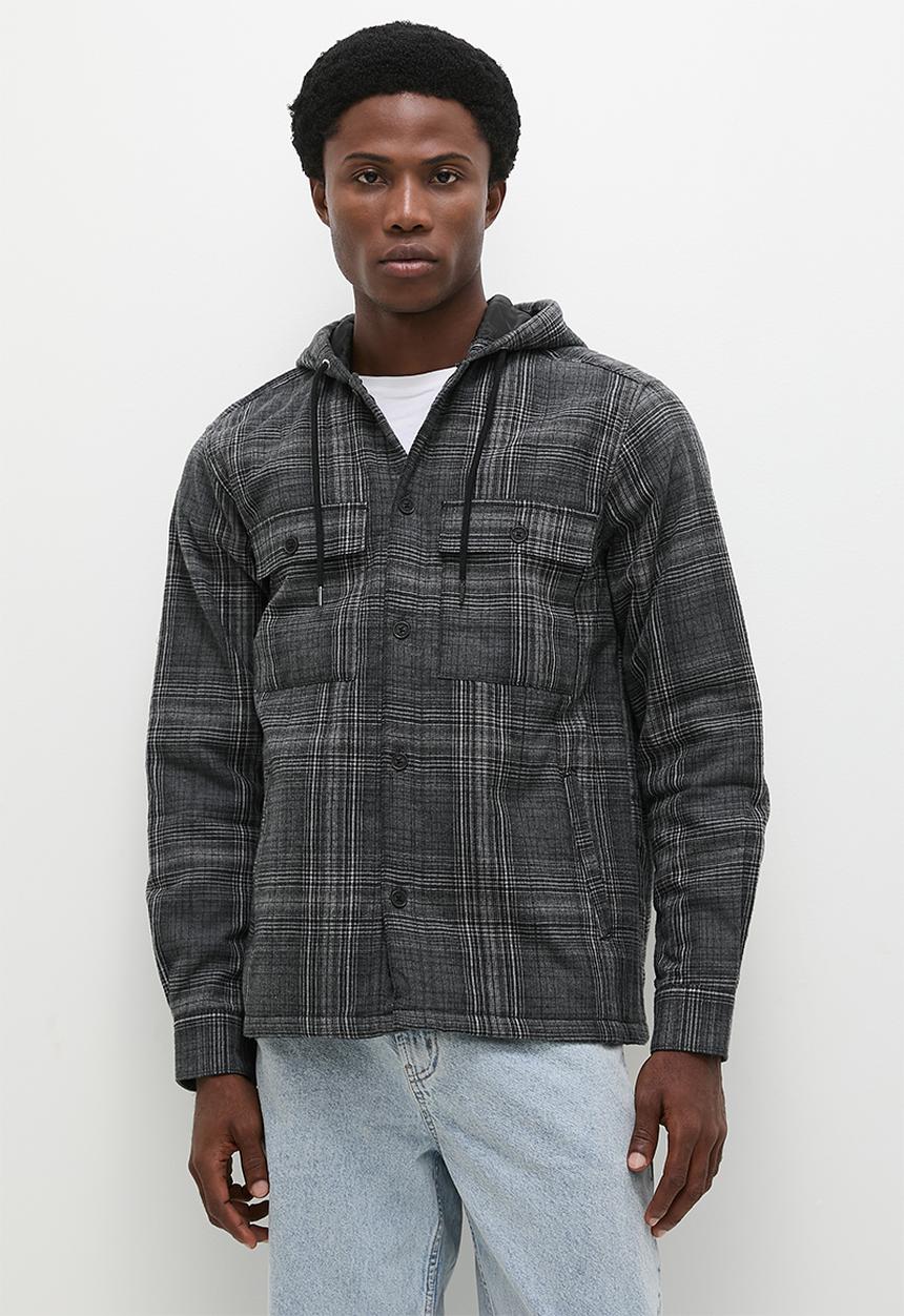 Only & Sons - Onszem ovr ls quilted hoodie shirt- medium grey melange