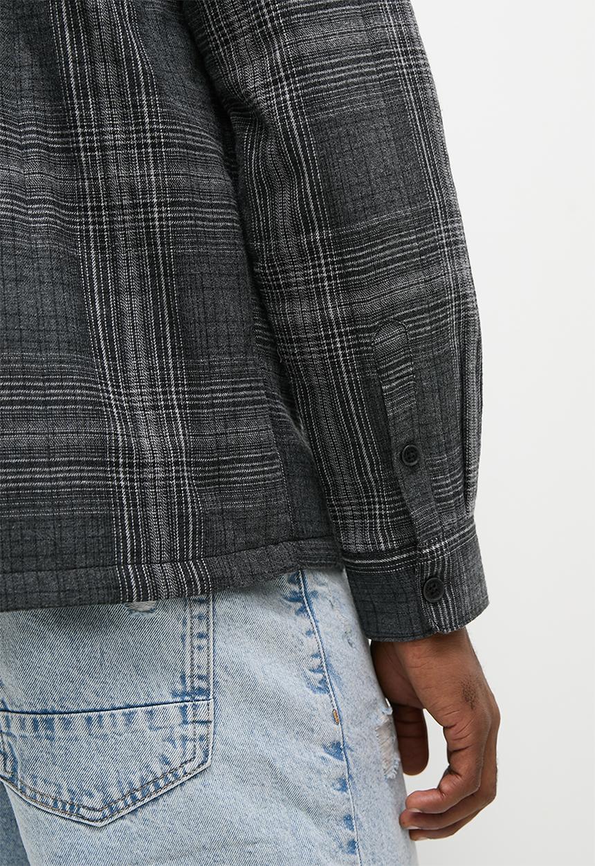 Only & Sons - Onszem ovr ls quilted hoodie shirt- medium grey melange