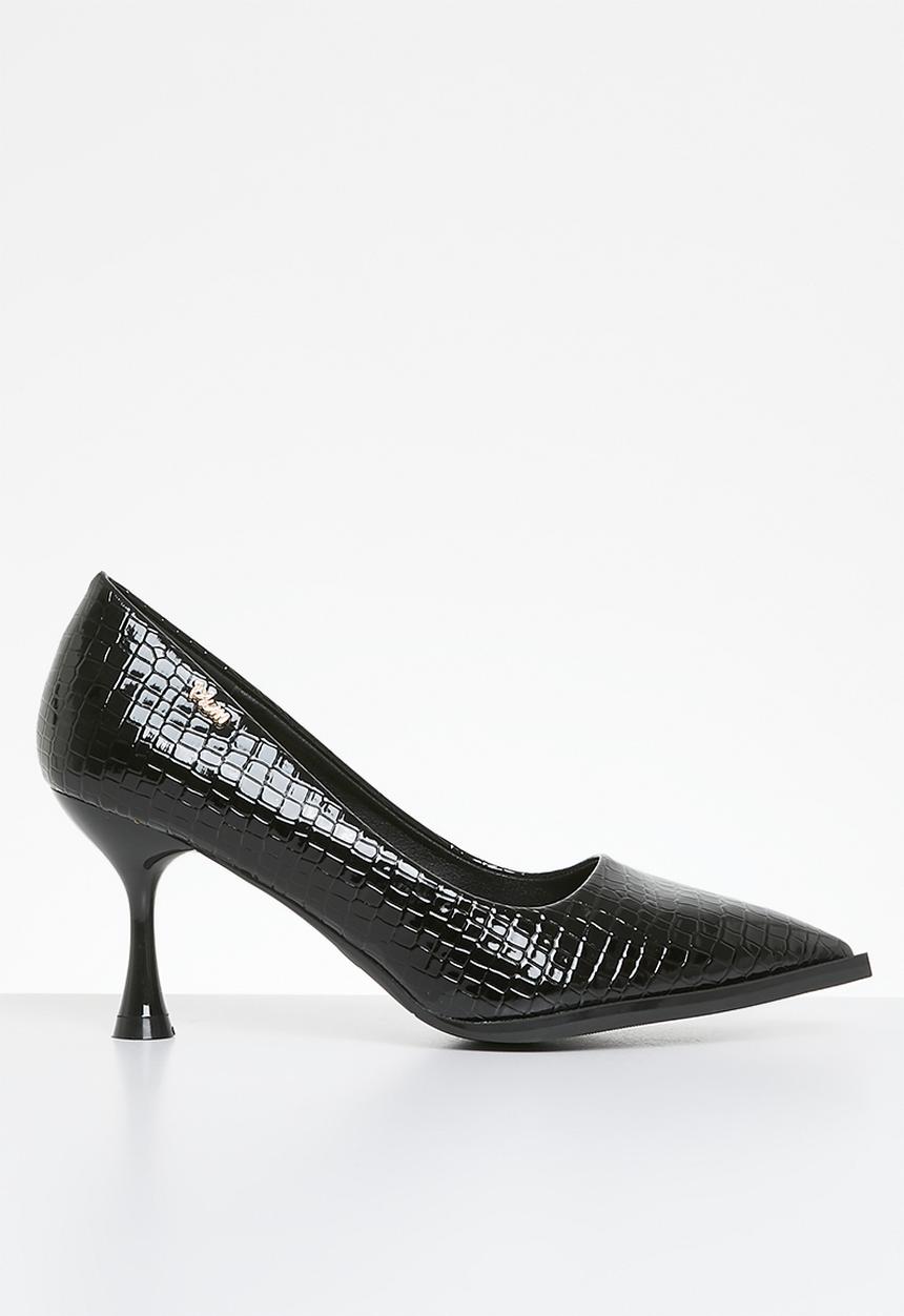 Plum - Charna mid heel court - black