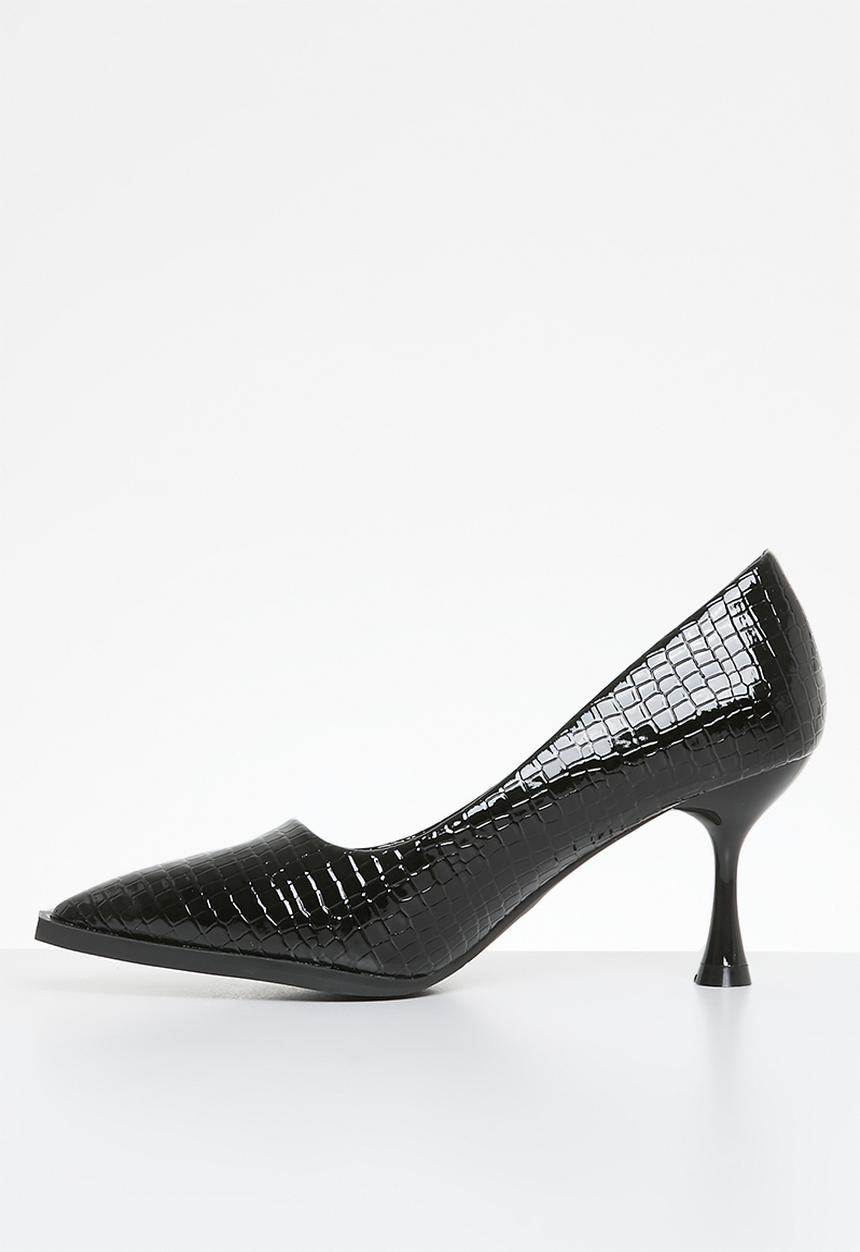 Plum - Charna mid heel court - black
