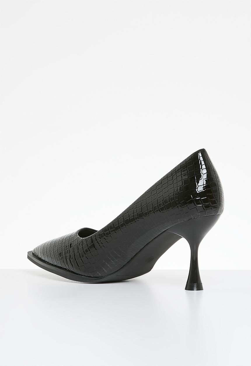 Plum - Charna mid heel court - black