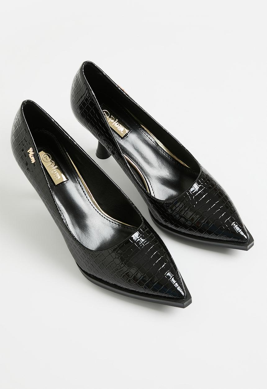 Plum - Charna mid heel court - black