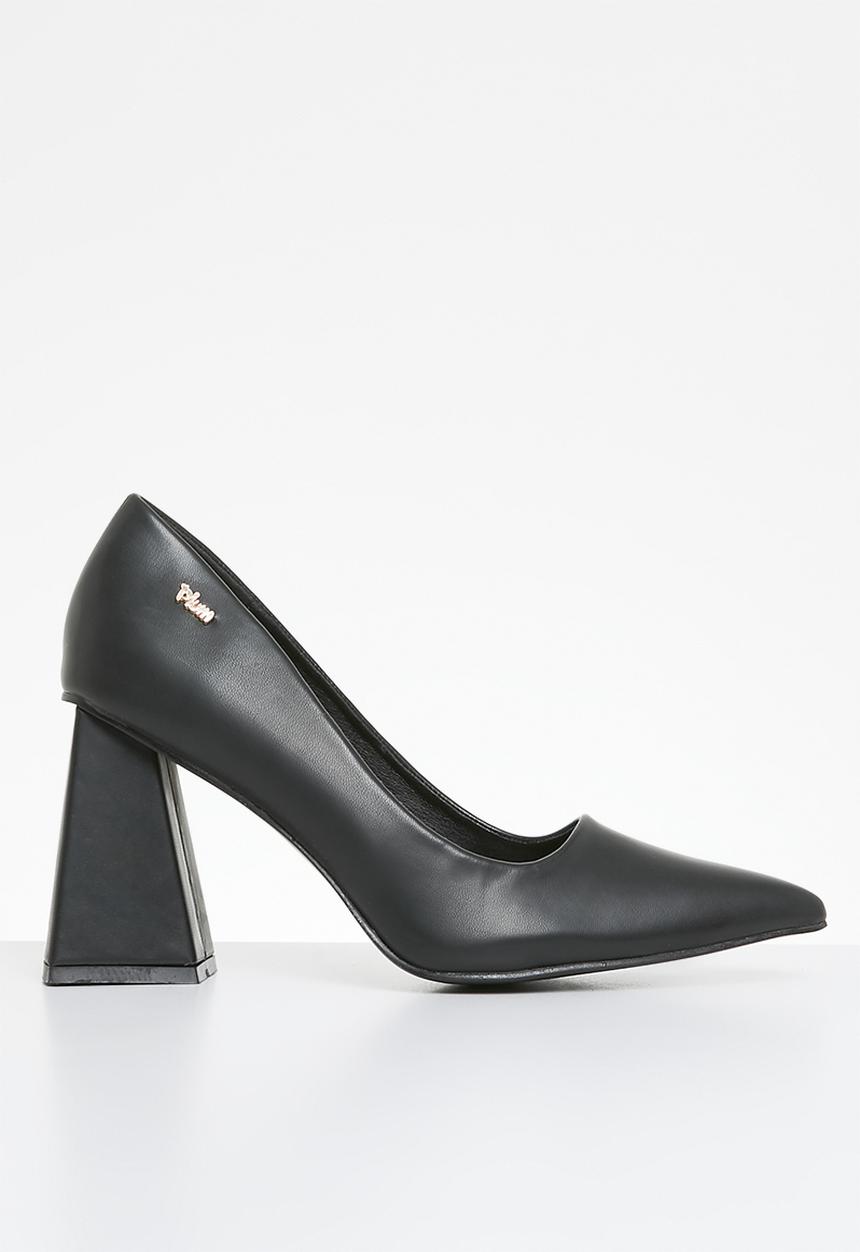 Plum - Destiny block heel court - black