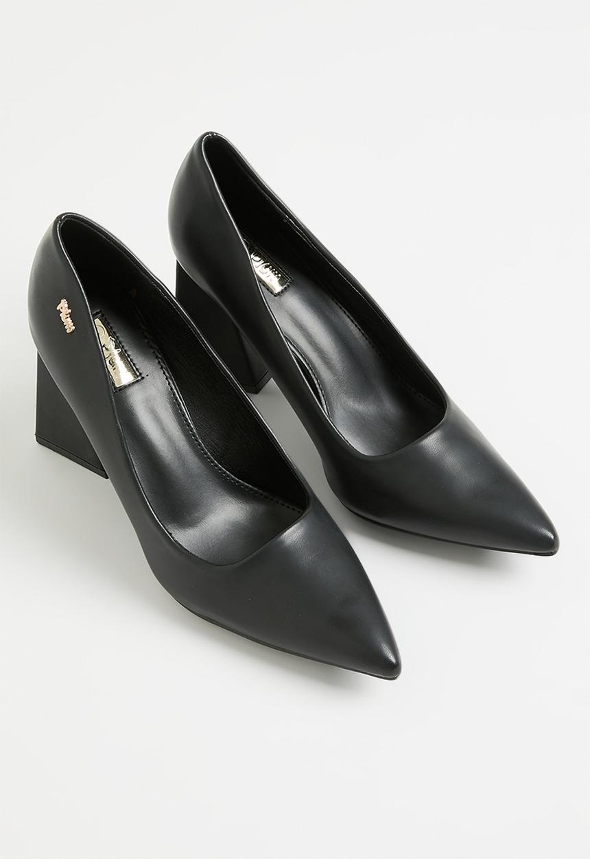 Plum - Destiny block heel court - black