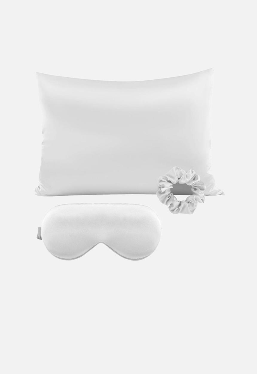 Glam Beauty - 3 Piece Satin Beauty Sleep Set - White