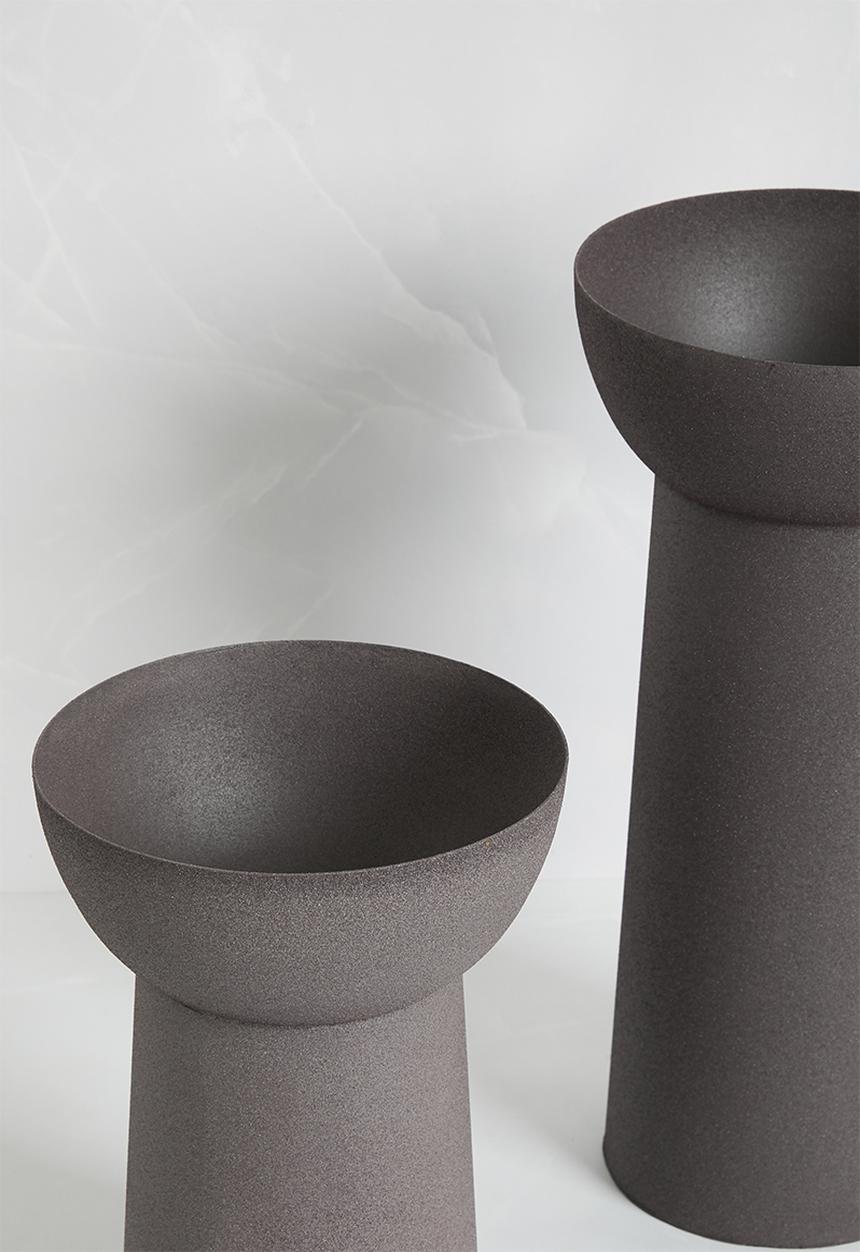 Sixth Floor - Lunar pillar candle set of 2 - Brown