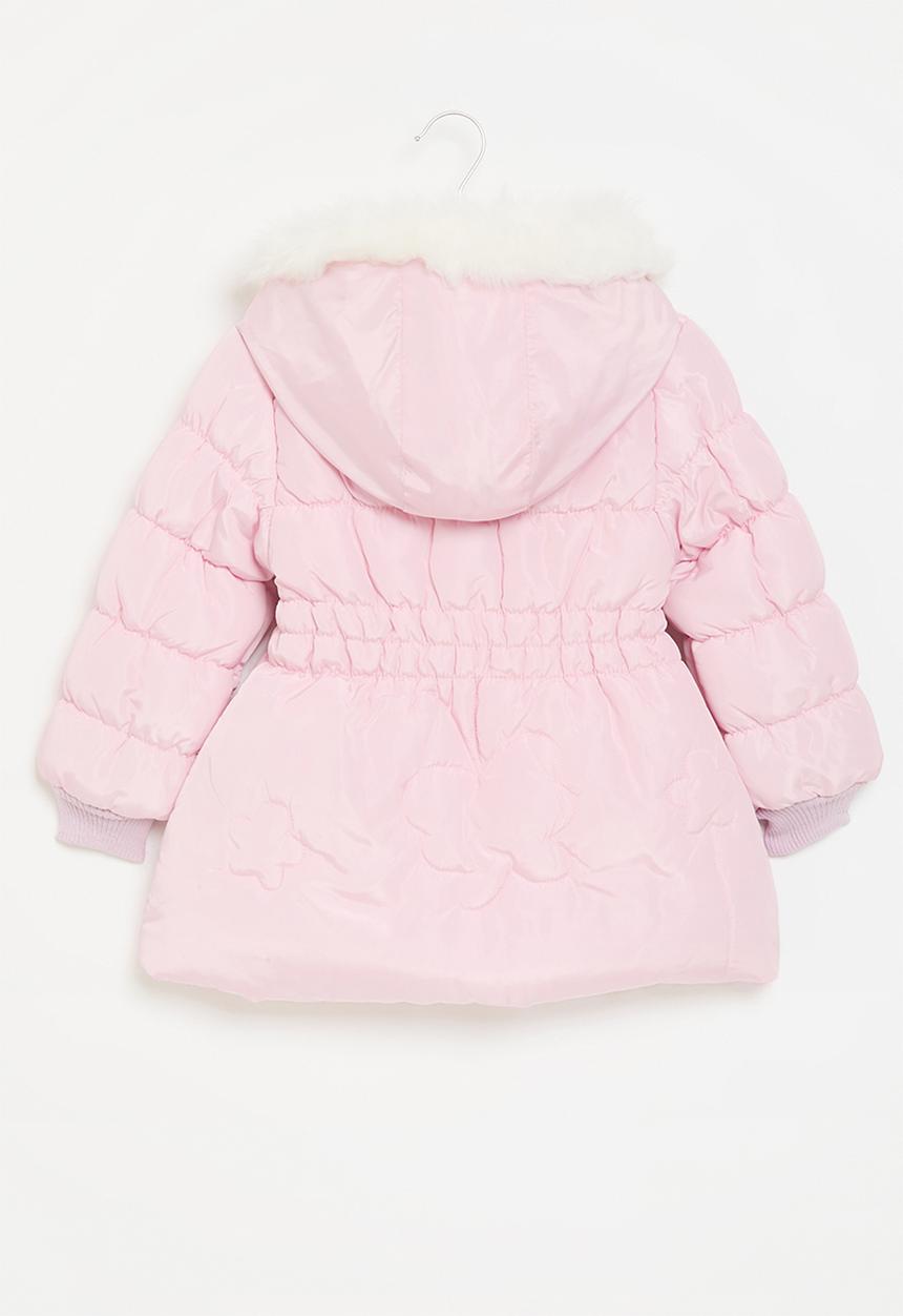 Pop Candy - Faux fur hood puffer jacket - pink