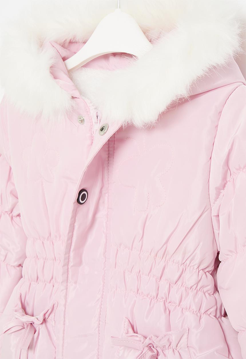 Pop Candy - Faux fur hood puffer jacket - pink