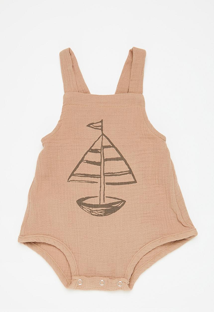 Pop Candy - Baby boys sleeveless romper - light brown
