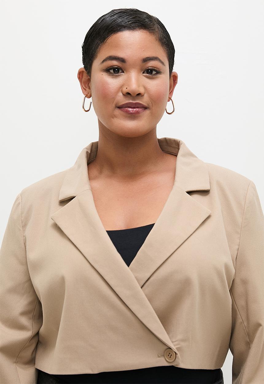 Cotton On - Plus Cropped Blazer - Mid Taupe