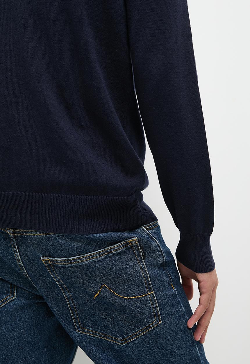 Superbalist - Knit cotton v-neck pullover - navy