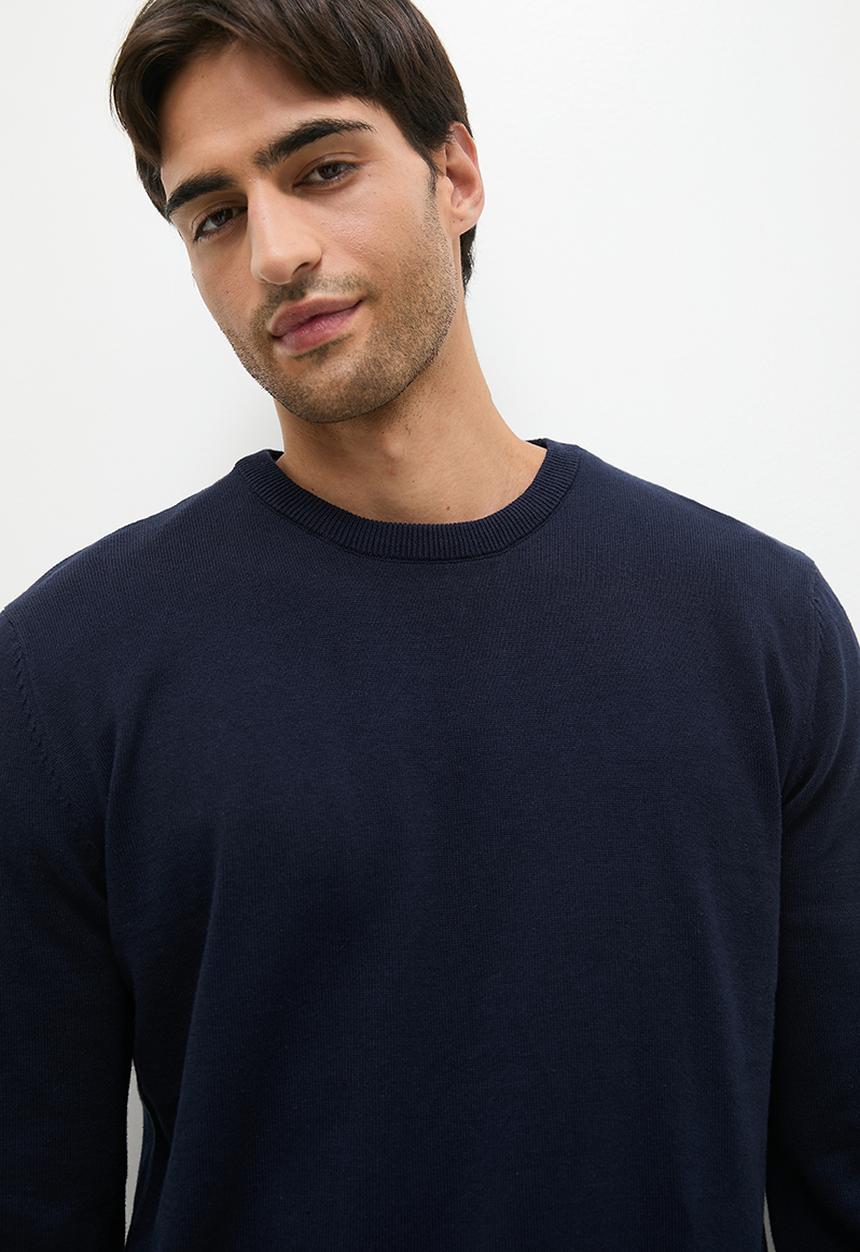 Superbalist - Knit cotton crew pullover - navy
