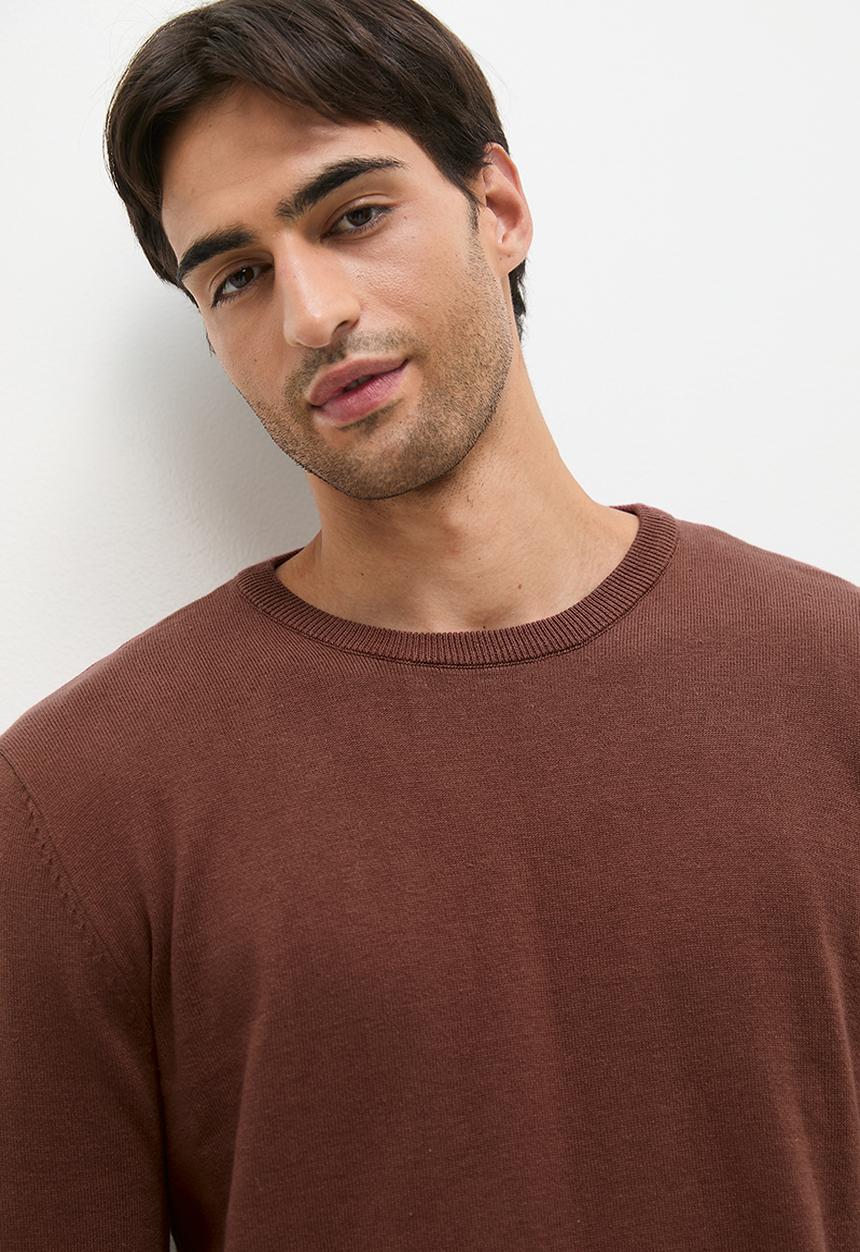 Superbalist - Knit cotton crew pullover - woodrose