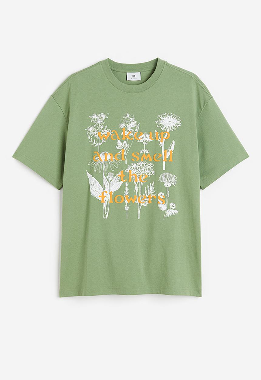 H&M - Loose fit printed T-shirt - Green