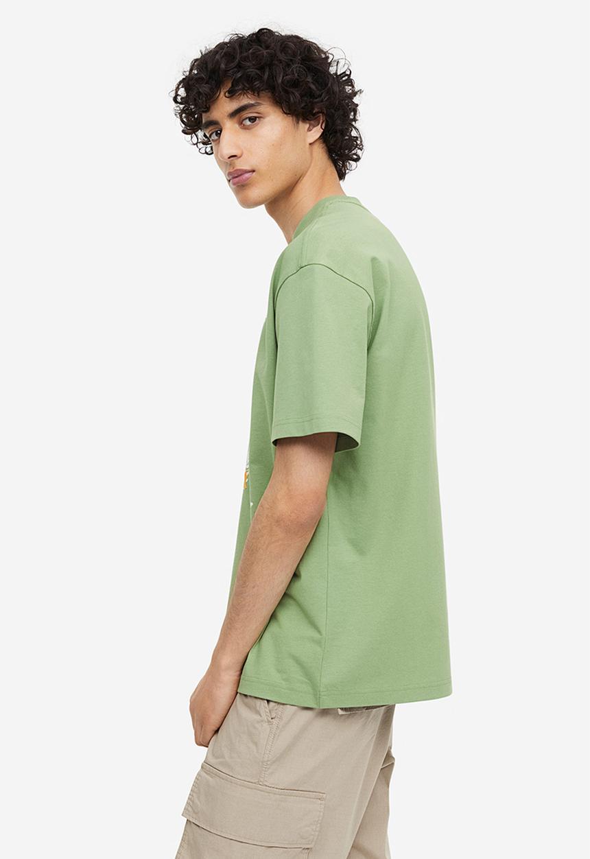 H&M - Loose fit printed T-shirt - Green