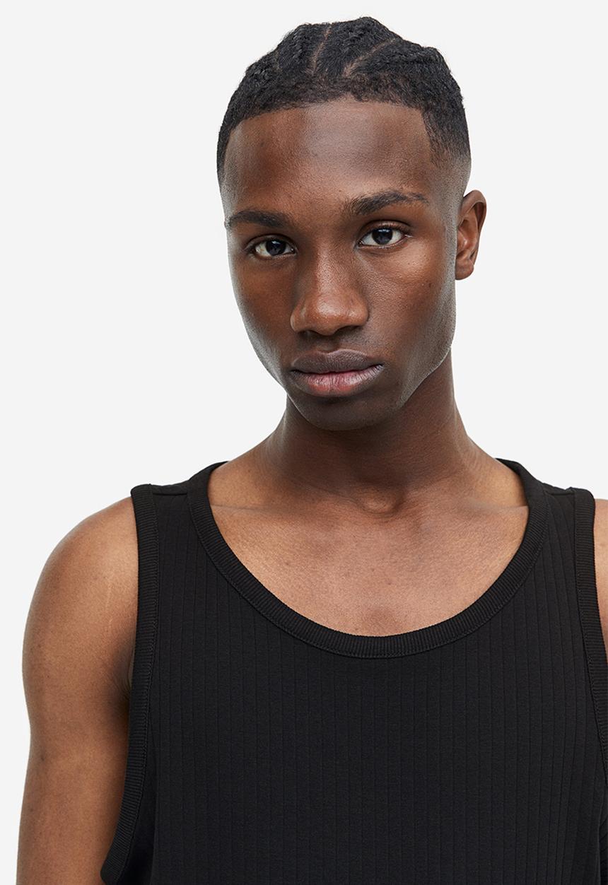 H&M - Slim fit ribbed vest top - black