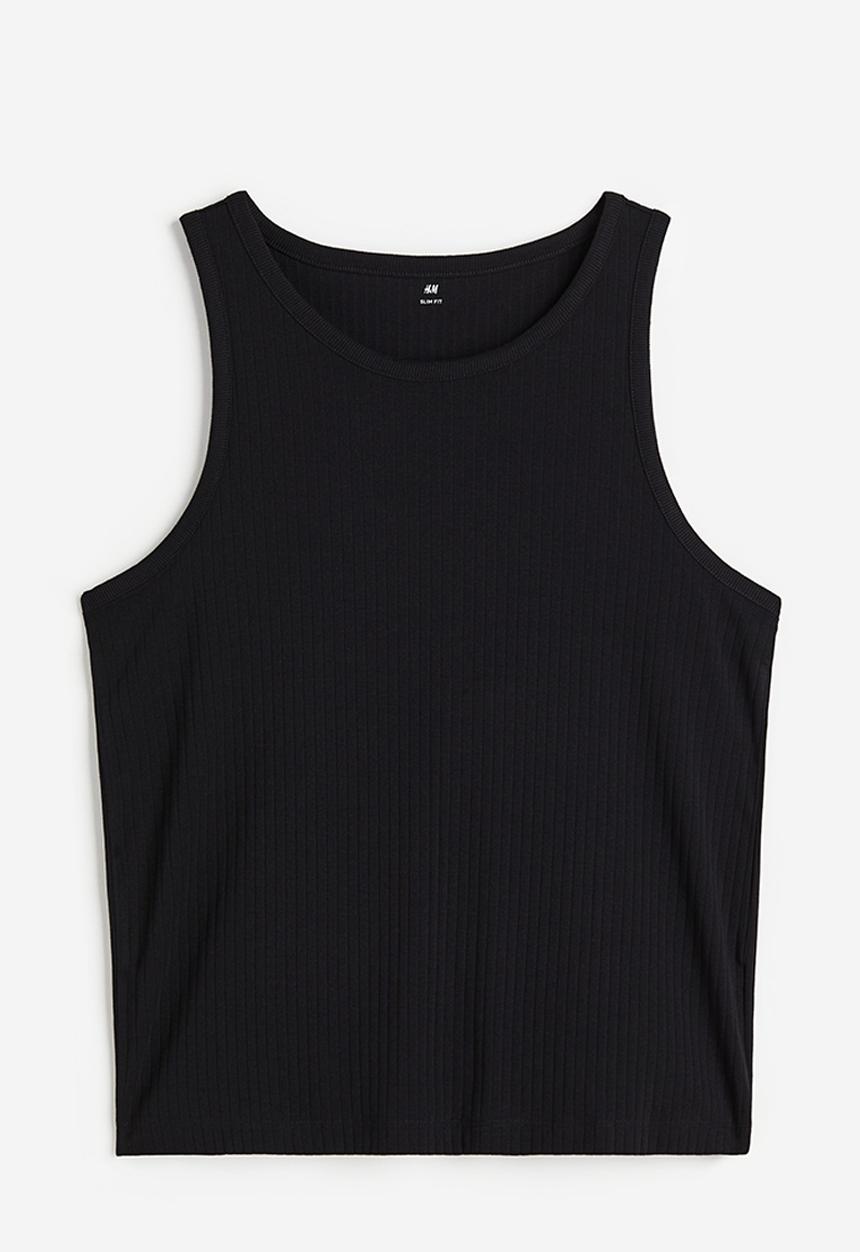 H&M - Slim fit ribbed vest top - black