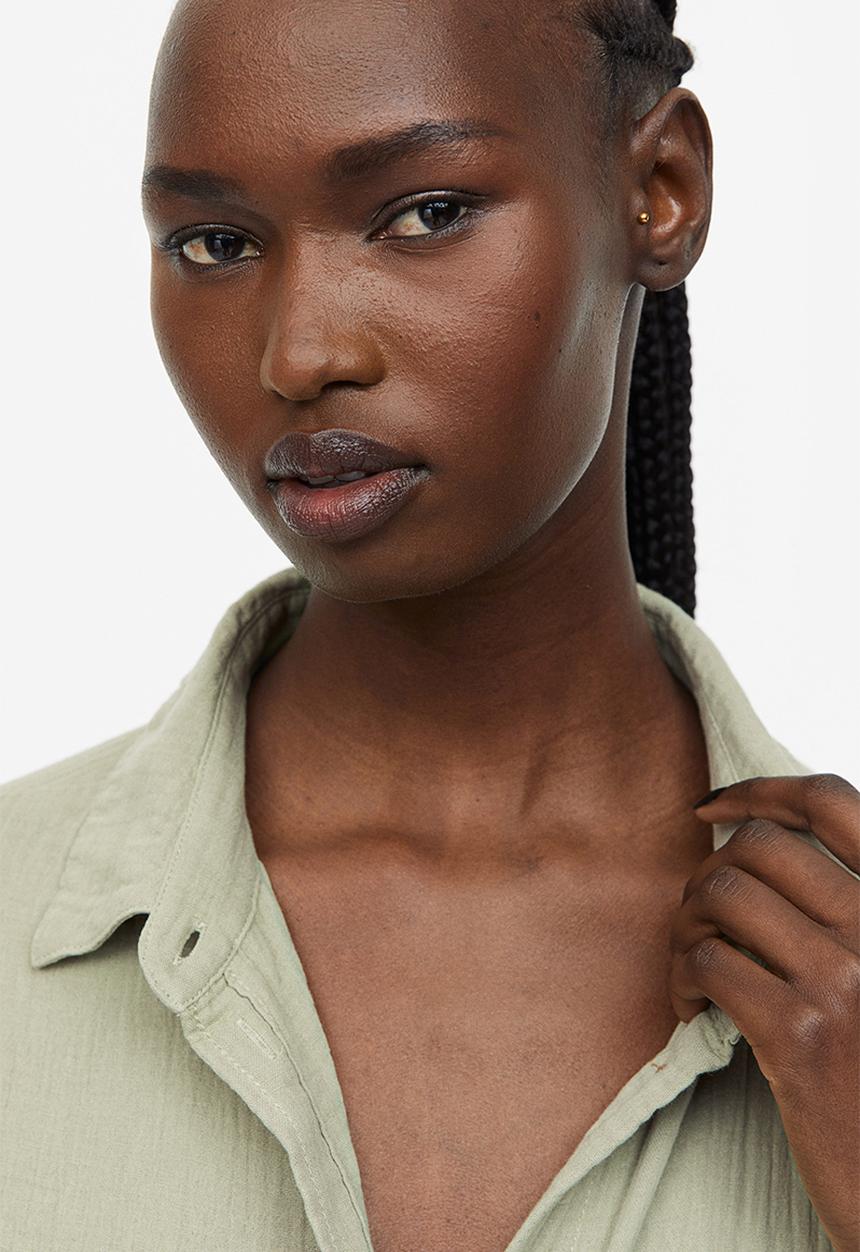 H&M - Cotton shirt - light khaki green 