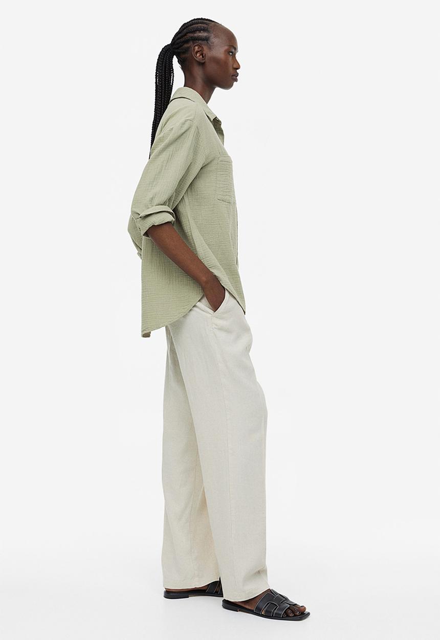 H&M - Cotton shirt - light khaki green 
