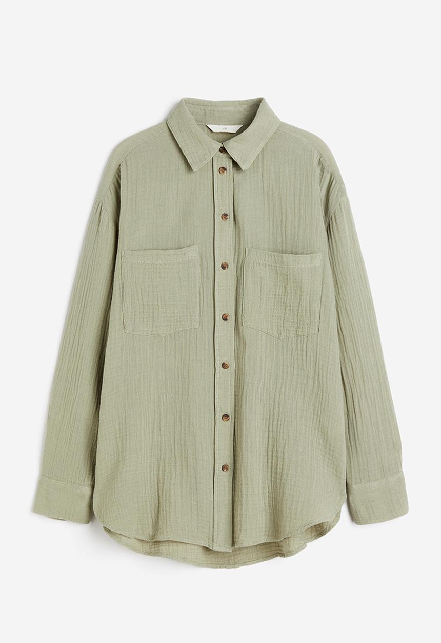 H&M - Cotton shirt - light khaki green 