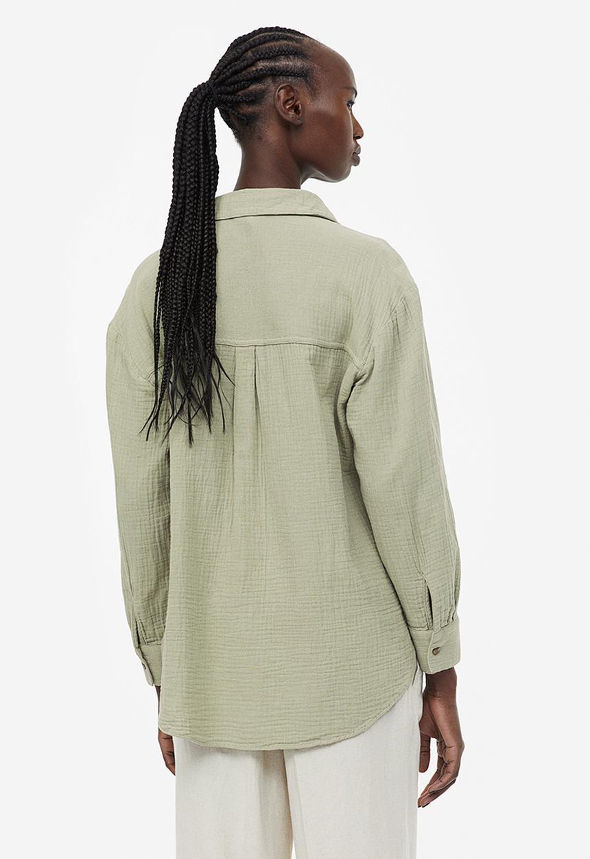 H&M - Cotton shirt - light khaki green 