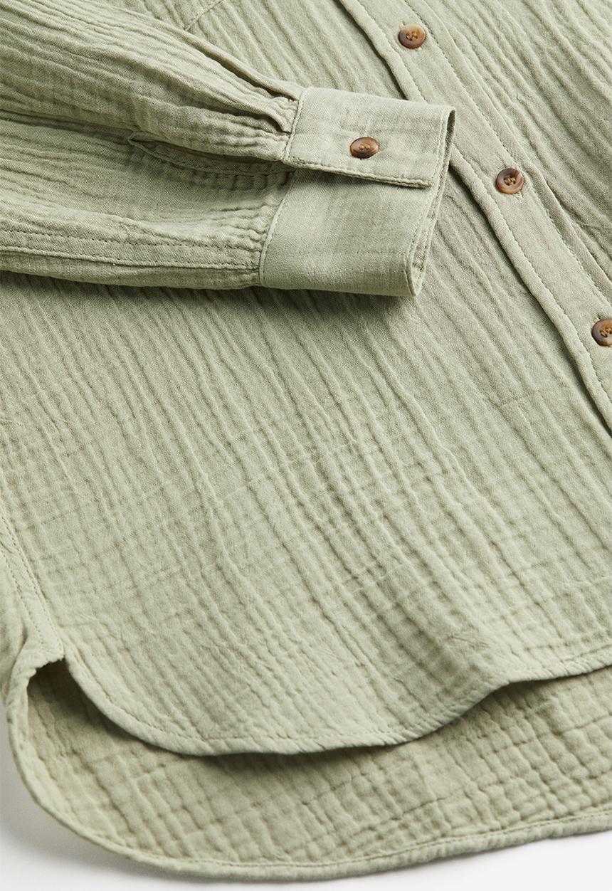 H&M - Cotton shirt - light khaki green 