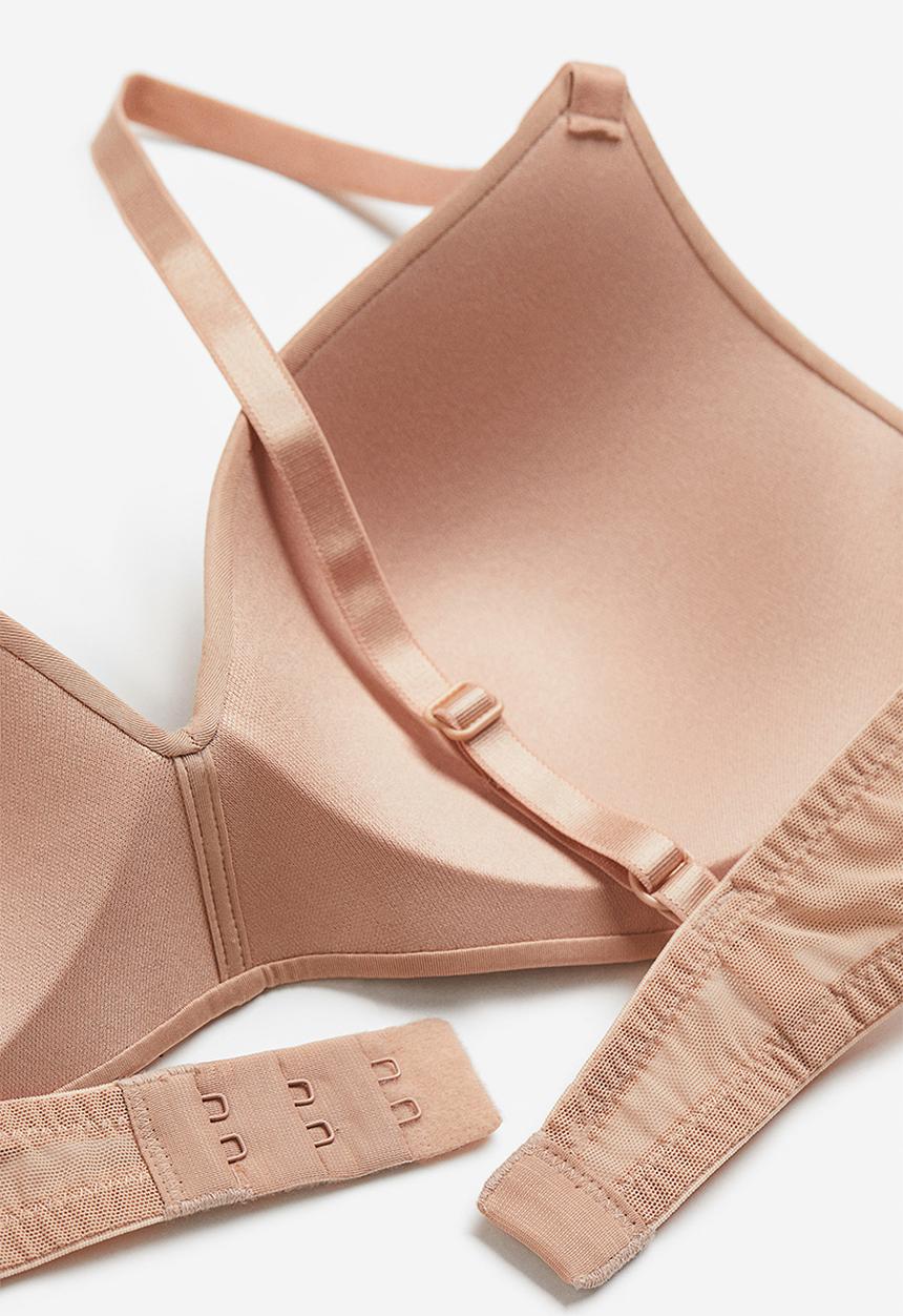 H&M - 2-Pack microfibre non-wired bras - beige & black